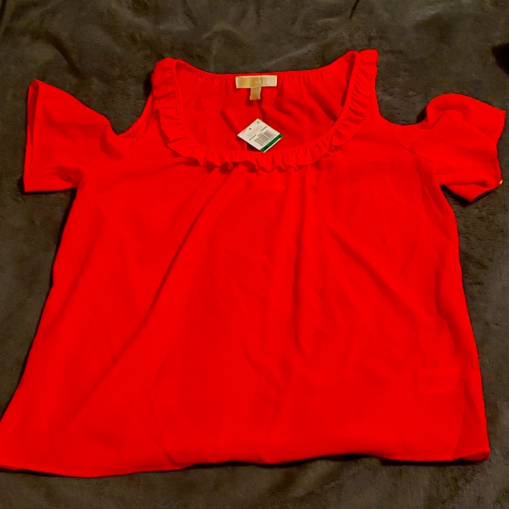 Michael Kors Cold Shoulder Mandarin Blouse
